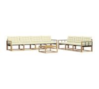 vidaXL Ensemble de canapés d'extérieur 8 pcs Blanc et crème, Canapé de Jardin, mobilier Moderne, sectionnel, Confort pour terrasse, Coin Lounge extérieur