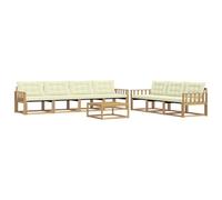vidaXL Ensemble de canapés d'extérieur 8 pcs Blanc et crème, Canapé de Jardin, mobilier Moderne, sectionnel, Confort pour terrasse, Coin Lounge extérieur
