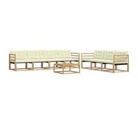 vidaXL Ensemble de canapés d'extérieur 8 pcs Blanc et crème, Canapé de Jardin, mobilier Moderne, sectionnel, Confort pour terrasse, Coin Lounge extérieur