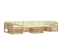 vidaXL Ensemble de canapés d'extérieur 8 pcs Blanc et crème, Canapé extérieur Moderne, mobilier sectionnel, détente en terrasse, Confort au Jardin