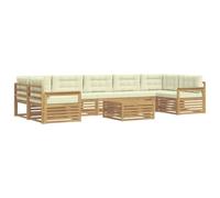 vidaXL Ensemble de canapés d'extérieur 8 pcs Blanc et crème, Canapé extérieur Moderne, mobilier sectionnel, détente en terrasse, Confort au Jardin