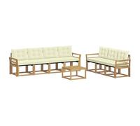 vidaXL Ensemble de canapés d'extérieur 8 pcs Blanc et crème, Canapé Moderne d'extérieur, Meuble de Jardin résistant, Ensemble de Patio, Coin Lounge pour Un Confort Relaxant