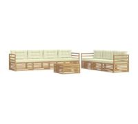 vidaXL Ensemble de canapés d'extérieur 8 pcs Blanc et crème, Sofa de Jardin, mobilier Moderne extérieur, Coin détente pour la terrasse, Confort assuré