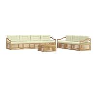 vidaXL Ensemble de canapés d'extérieur 8 pcs Blanc et crème, Sofa de Jardin, mobilier Moderne extérieur, Coin détente pour la terrasse, Confort assuré