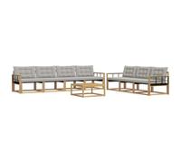 vidaXL Ensemble de canapés d'extérieur 8 pcs Blanc et Gris Clair, Canapé de Jardin, mobilier Moderne, sectionnel, Confort pour terrasse, Coin Lounge extérieur