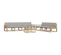 vidaXL Ensemble de canapés d'extérieur 8 pcs Blanc et Gris Clair, Canapé de Jardin, mobilier Moderne, sectionnel, Confort pour terrasse, Coin Lounge extérieur