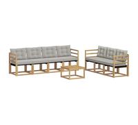 vidaXL Ensemble de canapés d'extérieur 8 pcs Blanc et Gris Clair, Canapé Moderne d'extérieur, Meuble de Jardin résistant, Ensemble de Patio, Coin Lounge pour Un Confort Relaxant