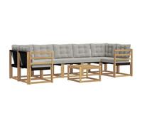 vidaXL Ensemble de canapés d'extérieur 8 pcs Blanc et Gris Clair, Ensemble de canapé Moderne pour extérieur, Fauteuil de Jardin résistant, Coussins en Acacia, Parfait pour se détendre