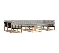 vidaXL Ensemble de canapés d'extérieur 8 pcs Blanc et Gris Clair, Ensemble de canapés Modernes pour l'extérieur, Meubles résistants aux intempéries, Confort pour Votre Patio