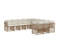 vidaXL Ensemble de canapés d'extérieur 8 pcs Blanc Naturel et Crème, Mobilier d'extérieur, Ensemble de détente, canapé en rotin, Salon modulaire, résistant aux intempéries, sectionnel