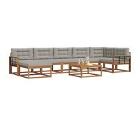 vidaXL Ensemble de canapés d'extérieur 8 pcs Gris Naturel et Clair, Ensemble de canapé extérieur en Acacia, mobilier de Jardin modulable, sièges Confortables au Bord de la Piscine
