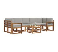 vidaXL Ensemble de canapés d'extérieur 8 pcs Gris Naturel et Clair, Sofa d'extérieur en Bois d'acacia, canapé Moderne, Salon modulable, mobilier Polyvalent pour Jardin
