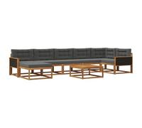 vidaXL Ensemble de canapés d'extérieur 8 pcs Naturel et Anthracite, Ensemble de canapé extérieur en Acacia, mobilier de Jardin modulable, sièges Confortables au Bord de la Piscine