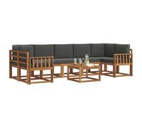 vidaXL Ensemble de canapés d'extérieur 8 pcs Naturel et Anthracite, Sofa d'extérieur en Bois d'acacia, canapé Moderne, Salon modulable, mobilier Polyvalent pour Jardin