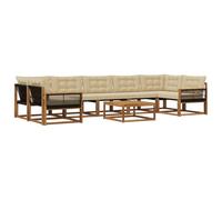 vidaXL Ensemble de canapés d'extérieur 8 pcs Naturel et Beige, Canapé d'extérieur modulaire élégant, résistant aux intempéries, siège Lounge Patio, mobilier Confortable pour Le Jardin