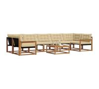 vidaXL Ensemble de canapés d'extérieur 8 pcs Naturel et Beige, Canapé d'extérieur modulaire élégant, résistant aux intempéries, siège Lounge Patio, mobilier Confortable pour Le Jardin