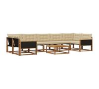 vidaXL Ensemble de canapés d'extérieur 8 pcs Naturel et Beige, Canapé d'extérieur modulaire élégant, résistant aux intempéries, siège Lounge Patio, mobilier Confortable pour Le Jardin