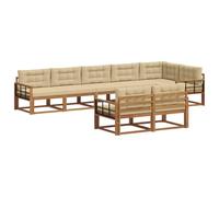 vidaXL Ensemble de canapés d'extérieur 8 pcs Naturel et Beige, Canapé en bois d'acacia, mobilier d'extérieur moderne, ensemble de salon de jardin, canapé de patio durable, sièges polyvalents au bord d