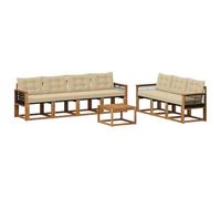 vidaXL Ensemble de canapés d'extérieur 8 pcs Naturel et Beige, Canapé Moderne d'extérieur, Meuble de Jardin résistant, Ensemble de Patio, Coin Lounge pour Un Confort Relaxant
