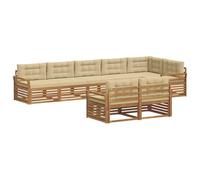 vidaXL Ensemble de canapés d'extérieur 8 pcs Naturel et Beige, Canapé modulaire d'extérieur, Fauteuil de Jardin Robuste, Meubles Acacia Moderne, sièges Flexibles pour la terrasse