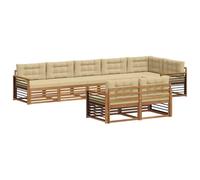vidaXL Ensemble de canapés d'extérieur 8 pcs Naturel et Beige, Canapé modulaire d'extérieur, Fauteuil de Jardin Robuste, Meubles Acacia Moderne, sièges Flexibles pour la terrasse
