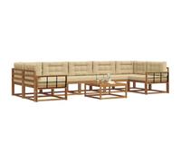 vidaXL Ensemble de canapés d'extérieur 8 pcs Naturel et Beige, Ensemble de Canapé en Bois d'Acacia, Mobilier de Jardin Moderne, Sièges Sectionnels Flexibles pour Patio et Salon d'Arrière-Cour, Style B