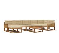 vidaXL Ensemble de canapés d'extérieur 8 pcs Naturel et Beige, Ensemble de canapé extérieur en Acacia, mobilier de Jardin modulable, sièges Confortables au Bord de la Piscine