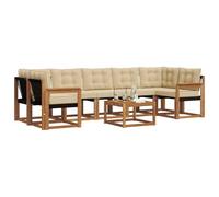 vidaXL Ensemble de canapés d'extérieur 8 pcs Naturel et Beige, Ensemble de canapé Moderne pour extérieur, Fauteuil de Jardin résistant, Coussins en Acacia, Parfait pour se détendre