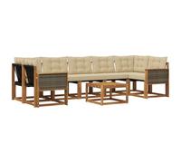vidaXL Ensemble de canapés d'extérieur 8 pcs Naturel et Beige, Ensemble de canapé Moderne pour extérieur, Fauteuil de Jardin résistant, Coussins en Acacia, Parfait pour se détendre
