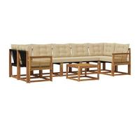 vidaXL Ensemble de canapés d'extérieur 8 pcs Naturel et Beige, Ensemble de canapé Moderne pour extérieur, Fauteuil de Jardin résistant, Coussins en Acacia, Parfait pour se détendre