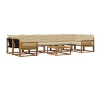 vidaXL Ensemble de canapés d'extérieur 8 pcs Naturel et Beige, Ensemble de canapés Modernes pour l'extérieur, Meubles résistants aux intempéries, Confort pour Votre Patio