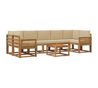 vidaXL Ensemble de canapés d'extérieur 8 pcs Naturel et Beige, Salon de Jardin Moderne, assises Flexibles, Bois Acacia, détente en terrasse, modulable pour Le Jardin