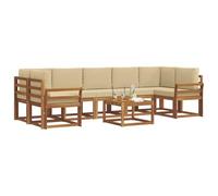vidaXL Ensemble de canapés d'extérieur 8 pcs Naturel et Beige, Sofa d'extérieur en Bois d'acacia, canapé Moderne, Salon modulable, mobilier Polyvalent pour Jardin