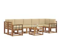 vidaXL Ensemble de canapés d'extérieur 8 pcs Naturel et Beige, Sofa d'extérieur en Bois d'acacia, canapé Moderne, Salon modulable, mobilier Polyvalent pour Jardin