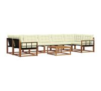 vidaXL Ensemble de canapés d'extérieur 8 pcs Naturel et Crème, Canapé d'extérieur modulaire élégant, résistant aux intempéries, siège Lounge Patio, mobilier Confortable pour Le Jardin