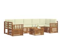vidaXL Ensembles de canapés avec Coussin 8 pcs Naturel et Crème, Canapé de Jardin élégant, Ensemble sectionnel Moderne pour l'extérieur, mobilier terrasse Confortable