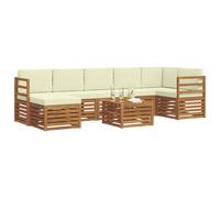 vidaXL Ensembles de canapés avec Coussin 8 pcs Naturel et Crème, Canapé de Jardin, Ensemble Moderne pour terrasse, mobilier Durable, Confort et détente en extérieur