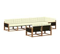 vidaXL Ensemble de canapés d'extérieur 8 pcs Naturel et Crème, Canapé d'extérieur Moderne et résistant, Ensemble Salon pour terrasse, espaces Patio