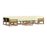 vidaXL Ensemble de canapés d'extérieur 8 pcs Naturel et Crème, Canapé d'extérieur modulaire élégant, résistant aux intempéries, siège Lounge Patio, mobilier Confortable pour Le Jardin