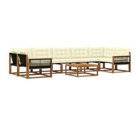 vidaXL Ensemble de canapés d'extérieur 8 pcs Naturel et Crème, Canapé d'extérieur modulaire élégant, résistant aux intempéries, siège Lounge Patio, mobilier Confortable pour Le Jardin