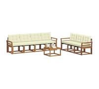 vidaXL Ensemble de canapés d'extérieur 8 pcs Naturel et Crème, Canapé Moderne d'extérieur, Meuble de Jardin résistant, Ensemble de Patio, Coin Lounge pour Un Confort Relaxant
