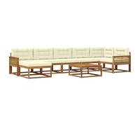 vidaXL Ensemble de canapés d'extérieur 8 pcs Naturel et Crème, Ensemble de canapé extérieur en Acacia, mobilier de Jardin modulable, sièges Confortables au Bord de la Piscine