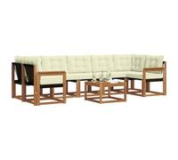 vidaXL Ensemble de canapés d'extérieur 8 pcs Naturel et Crème, Ensemble de canapé Moderne pour extérieur, Fauteuil de Jardin résistant, Coussins en Acacia, Parfait pour se détendre