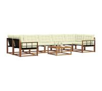 vidaXL Ensemble de canapés d'extérieur 8 pcs Naturel et Crème, Canapé d'extérieur modulaire élégant, résistant aux intempéries, siège Lounge Patio, mobilier Confortable pour Le Jardin