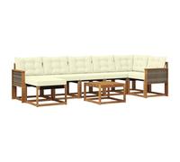 vidaXL Ensemble de canapés d'extérieur 8 pcs Naturel et Crème, Salon de Jardin, Ensemble Moderne, Meubles d'extérieur, canapé Confortable, résistant aux intempéries, accoudoirs Pratiques