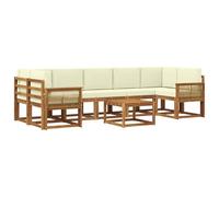 vidaXL Ensemble de canapés d'extérieur 8 pcs Naturel et Crème, Salon de Jardin Moderne, assises Flexibles, Bois Acacia, détente en terrasse, modulable pour Le Jardin