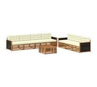 vidaXL Ensemble de canapés d'extérieur 8 pcs Naturel et Crème, Sofa de Jardin, mobilier Moderne extérieur, Coin détente pour la terrasse, Confort assuré
