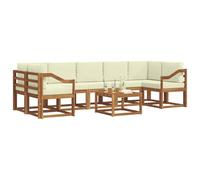vidaXL Ensemble de canapés d'extérieur 8 pcs Naturel et Crème, Sofa d'extérieur en Bois d'acacia, canapé Moderne, Salon modulable, mobilier Polyvalent pour Jardin
