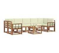 vidaXL Ensemble de canapés d'extérieur 8 pcs Naturel et Crème, Sofa d'extérieur en Bois d'acacia, canapé Moderne, Salon modulable, mobilier Polyvalent pour Jardin