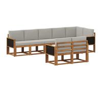 vidaXL Ensemble de canapés d'extérieur 8 pcs Naturel et Gris Clair, Canapé de Jardin Moderne, mobilier résistant aux intempéries, Ensemble Salon extérieur, Confort sur terrasse